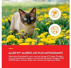 NaturVet – 고양이를 위한 Aller-911 알레르기 보조제 플러스 항산화제 – 60 소프트 츄 | 면역 체계, 피부 수분 및 호흡기 건강 지원 | 오메가, DHA, EPA 강화 | 30일분