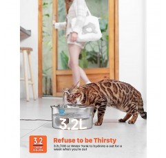 KOOGMOON 고양이 분수 스테인레스 스틸, 108oz/3.2L 자동 고양이 분수, 다중 여과, 청소 용이, 고양이, 개 및 기타 애완동물을 위한 매우 조용한 개 물 디스펜서