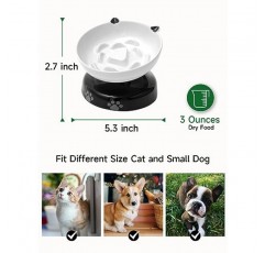 Y YHY 슬로우 피더, 건식 및 습식 사료용 개와 고양이를 위한 높은 음식 그릇 기울어진 디자인