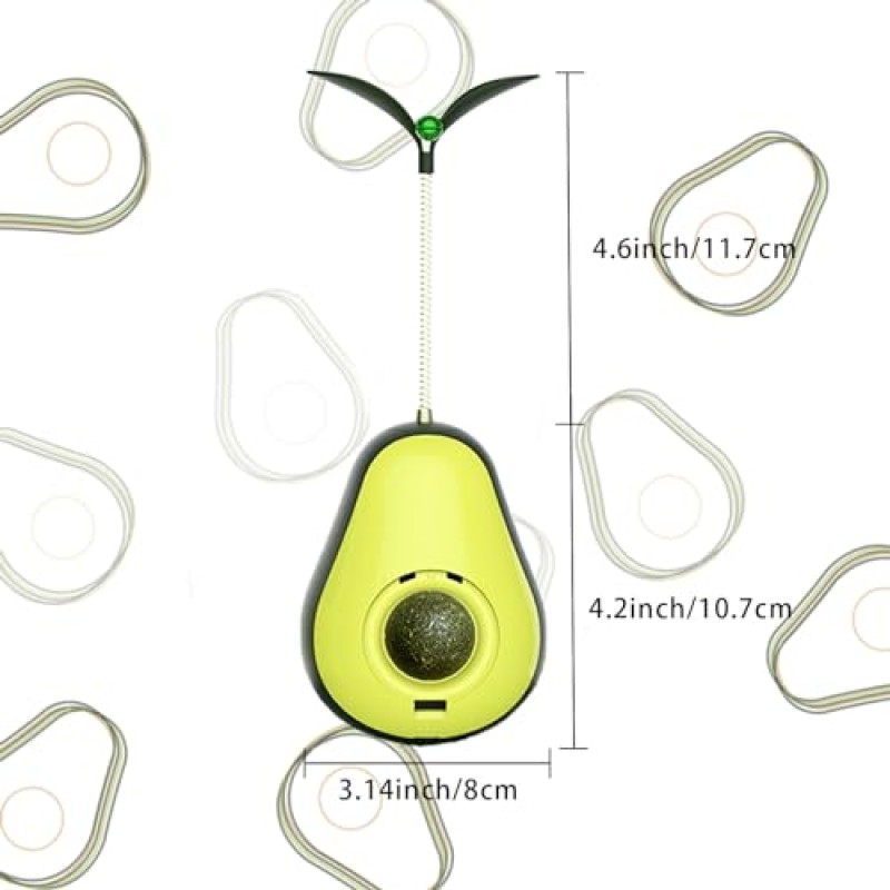 MITOCAPY 3-in-1 고양이용 캣닙 장난감, 봄 고양이 장난감 지팡이 & 고양이 간식 디스펜서, 텀블러 실내 고양이를 위한 대화형 고양이 장난감, 아보카도 고양이 퍼즐 피더, 웃긴 새끼 고양이 간식