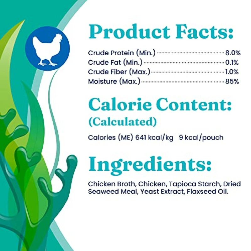 순금 핥아 먹을 수 있는 고양이 간식 - 실내 고양이를 위한 치킨 해물 짜기 짜기 고양이 간식 30팩 - 소화기 건강 및 면역 지원을 위해 섬유질이 풍부한 해초로 제작 - 3온스 / 30개