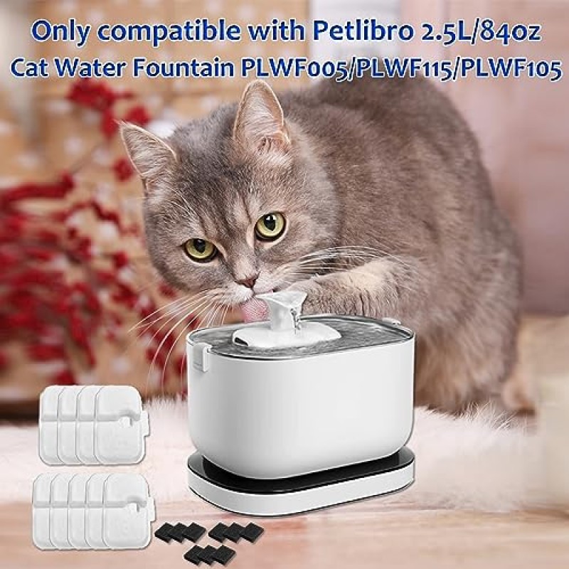 SAMANIJA 9팩 고양이 분수 필터 교체(프리 필터 스폰지 포함), PETLIBRO 2.5L/84oz 고양이 분수 PLWF005/PLWF115와 호환 가능