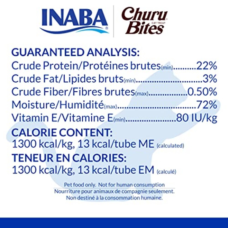고양이를 위한 INABA 추루 바이트, 크리미한 추루 필링, 비타민 E 및 녹차 추출물이 함유된 부드럽고 쫄깃한 고양이 간식, 튜브당 0.35온스, 총 18튜브(팩당 3개), 치킨 레시피