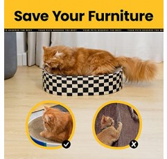 Conlun Cat Scratcher Cardboard, 2 in 1 타원형 고양이 스크래치 패드 그릇 둥지 실내 고양이 그라인딩 클로, 둥근 고양이 긁는 보드 골판지 라운지 고양이 침대 및 소파 및 카펫 및 소파 용 가구 보호대