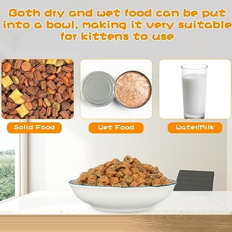 음식과 물을 위한 Boho 세라믹 고양이 그릇 6팩 5.5인치 폭 얕은 고양이 먹이 그릇 수염 친화적인 고양이 먹이 그릇 실내 고양이를 위한 귀여운 새끼 고양이 습식 먹이 그릇 - 전자레인지 및 식기 세척기 사용 가능