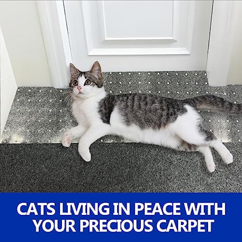 LAFENLIN 애완 동물을위한 8.2ft 고양이 스크래치 카펫 보호대, 출입구 용 플라스틱 카펫 보호대, 미끄럼 방지 및 자르기 쉬운 고양이 카펫 보호대 매트 (고운 손톱)