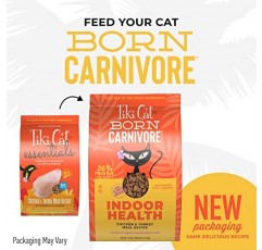 Tiki Cat Born Carnivore 실내 건강식, 닭고기 및 칠면조 식사, 영양분을 최대화하기 위한 곡물 없이 구운 사료, 건식 고양이 사료, 12 lbs. 가방
