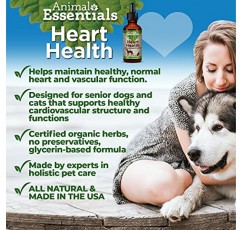 Animal Essentials 개와 고양이를 위한 심장 건강 심장 강화 지원, 1 액량 온스 - 미국산 유기농 산사나무 열매 무알코올