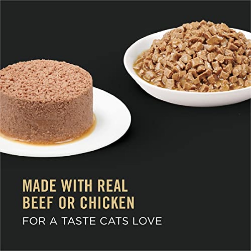 Purina Pro Plan 요로 고양이 사료, 습식 고양이 사료 버라이어티 팩, 요로 건강 쇠고기 및 닭고기 앙트레