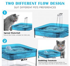 PETNF 고양이 분수, 2021 업그레이드된 애완 동물 분수 101oz/3L 개 고양이 물 디스펜서, LED 조명이 장착된 스마트 펌프, 2개의 필터가 있는 매우 조용한 자동 고양이 식수대, 3개의 물 흐름 설정
