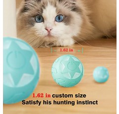 실내 고양이를 위한 JMHACHY 대화형 고양이 장난감 공, 스마트 감지 이동 고양이 공 새끼 고양이 장난감을 위한 자동 롤링 공, 조명이 있는 파워 볼 고양이 장난감 귀여운 고양이 장난감 별 패턴(파란색)