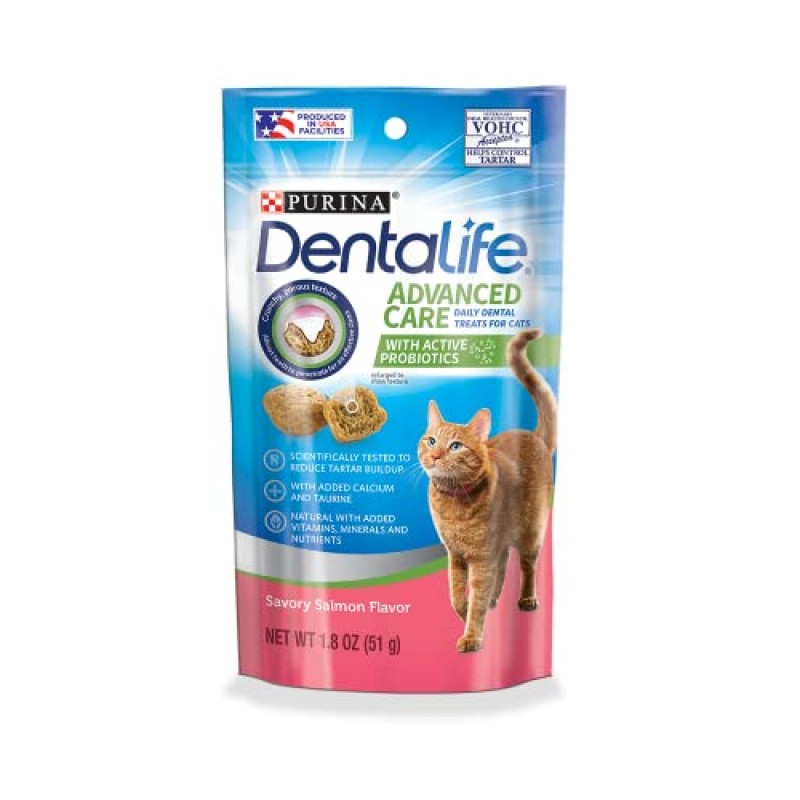 Aurora Pet Cat Treats 버라이어티 팩(6) Dentalife Dental Treats 번들: 맛있는 닭고기 3개, 맛있는 연어 3개(각 1.8온스) 및 AuroraPet 캣닙 장난감(모듬)