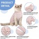 MORVIGIVE 고양이 수술 후 회복복, 고양이 중성화를 위한 줄무늬 고양이 Onesie, 전문 새끼 고양이 수술용 바디수트, 복부 상처 및 피부 질환을 위한 E-칼라 콘 대안