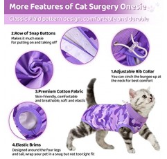 수술 후 SUNFURA 고양이 회복복, 복부 상처 방지 핥기를 위한 고양이 수술 회복복, 고양이를 위한 전문 Spay 복구 셔츠 새끼 고양이 Onesie E-Collar 대안 남성 여성