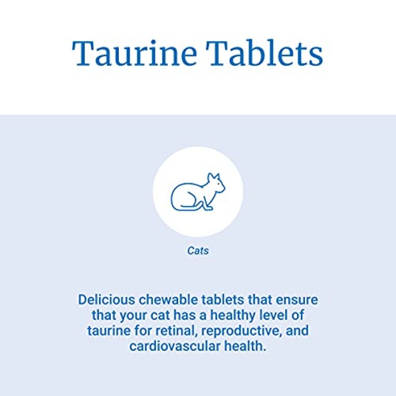 고양이를 위한 PetAg 타우린 정제 - 모든 연령대의 고양이를 위한 입맛에 잘 맞는 타우린 보충제 - 250 mg - 100개수