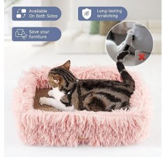 고양이 스크래치 침대, 이동식 판지가 있는 고양이 스크래치 상자, 골판지 직사각형 고양이 스크래치 라운지, 가구 보호용 대형 고양이 스크래치 패드(핑크색)