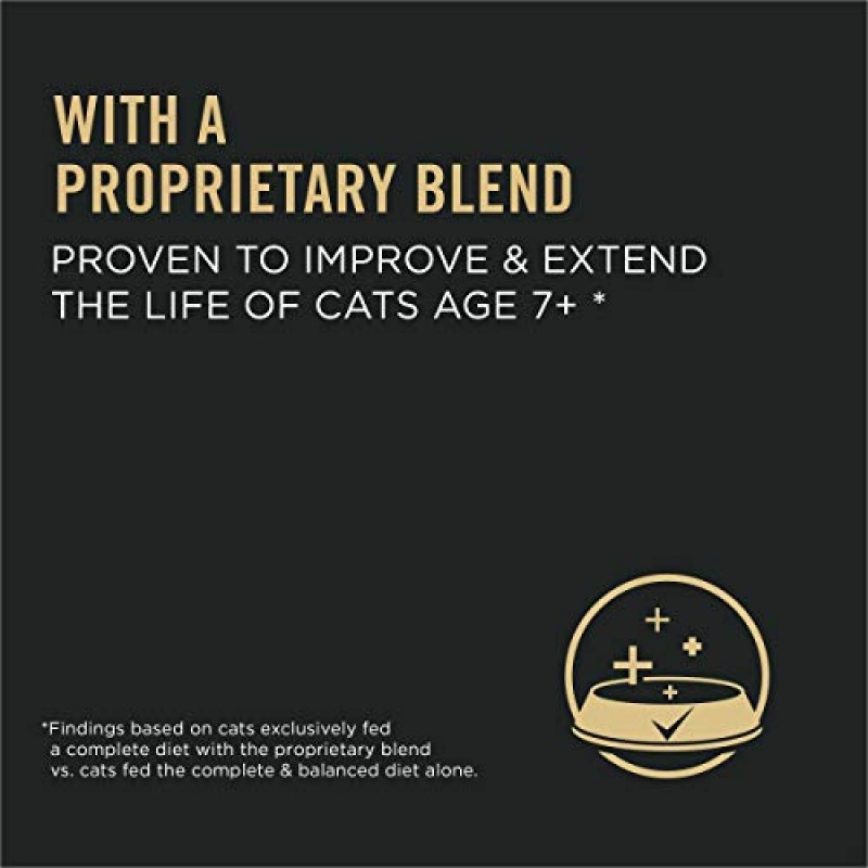 Purina Pro Plan 고단백 시니어 건식 고양이 사료, 7+ 연어 및 쌀 포뮬러 - 3.2파운드 가방