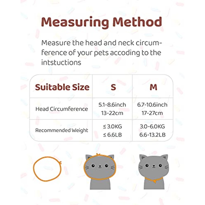 Woiworco 고양이용 조절 가능한 소프트 콘, 귀여운 고양이 도넛 목걸이, 고양이 회복 목걸이, 수술 후 상처 치유 보호 콘 새끼 고양이 애완동물을 위한 엘리자베스 목걸이(M, 초콜릿)