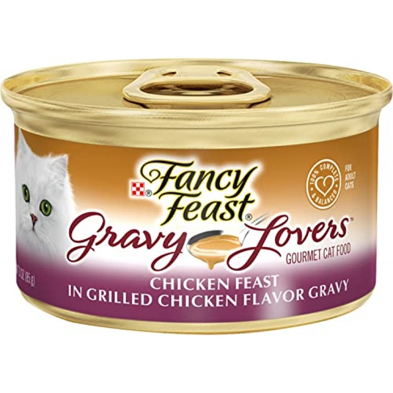 팬시 피스트 그레이비 러버 버라이어티 팩 습식 고양이 사료 번들에는 칠면조, 연어 및 가자미, 그레이비 풍미의 치킨 피스트가 포함되어 있습니다. 그레인 프리 단백질(18개 팩)