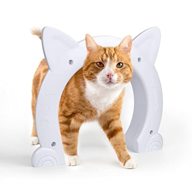Miyabing 고양이 도어 내부 도어 최대 25파운드 – X 대형, 애완견용 애완동물 도어 게이트 구멍 통과 키티 새끼 고양이, 설치 용이(내경: 8.66