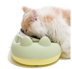 Mocate 높이 및 기울어진 고양이 그릇 세트, 18온스 대형 스테인레스 스틸 음식 및 물 그릇 *2, 플라스틱 미끄럼 방지 그릇 스탠드 및 유출 방지 필터 구멍 포함, 높이 및 안정을 위한 조절 가능한 다리 4개, 녹색