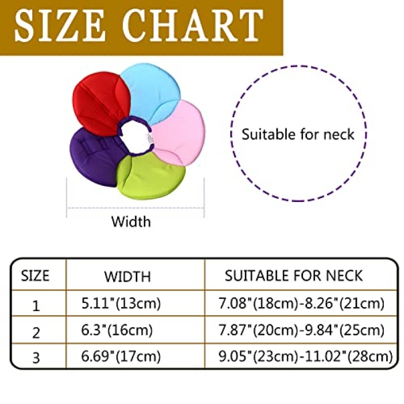 Udebohe 고양이 회복 고리, 부드러운 엘리자베스 보호 콘, 작은 개를 위한 수술 후 다채로운 꽃 모양 조절 가능한 애완 동물 회복 콘 고리 고양이 새끼 고양이 강아지가 핥는 상처를 방지하기 위해