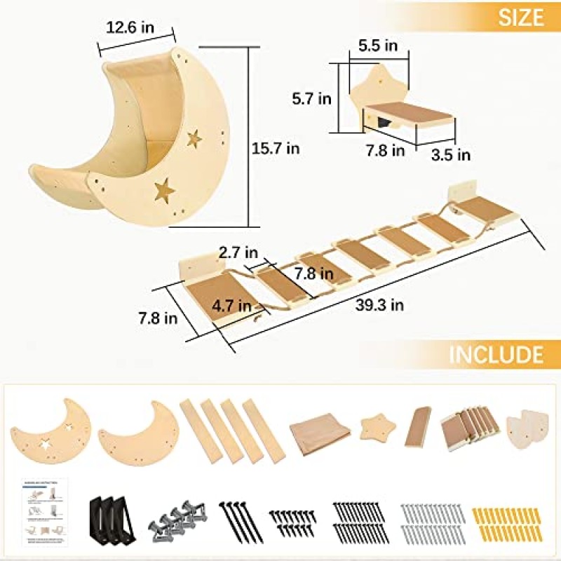고양이 벽 선반, 고양이 해먹 고양이 벽 가구(1단계 및 1단계 등반 다리 계단 포함), 고양이 등반 선반 및 벽용 횃대, 고양이 벽 선반 현대식 침대 및 실내 활동용 횃대…