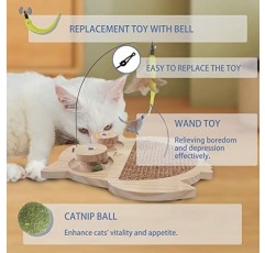 Petest Cat Scratcher Board 대화형 장난감과 개박하 공이 있는 천연 사이잘삼 고양이 스크래치 매트, 고양이 장난감 롤러가 있는 고양이 긁는 패드, 올빼미 디자인