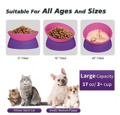 안녕하세요, Ravitat 고양이 그릇 높은 고양이 먹이 그릇 조절 가능한 고양이 접시 미끄럼 방지 및 소음 방지 제기 고양이 그릇 애완동물의 척추를 보호하는 두꺼운 플라스틱 그릇 실내 고양이에게 적합, 17온스