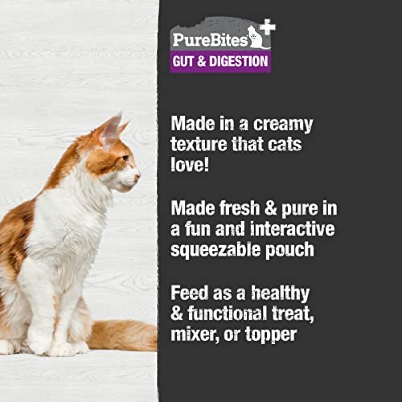 PureBites Plus Squeezables 고양이 간식 • 토퍼 71g | 장 & 소화 | 5가지 성분 | 15개의 경우