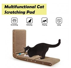 Papercat 고양이 Scratcher, L 모양 고양이 스크래치 패드, 26.8 인치 벽걸이 형 골판지 고양이 Scratchers 공 가구 보호 장치 실내 고양이를위한 긁는 패드