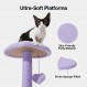 VETRESKA 17.8인치 실내 고양이용 캣타워, 하트 모양의 플랫폼, 황마 사이잘로 덮인 긁는 기둥, 푹신한 농어, 소형 및 대형 고양이용 볼이 있는 다단계 고양이 가구, 보라색