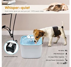 애완동물 분수 고양이 물 디스펜서 - 건강하고 위생적인 ​​식수대 고양이, 개, 새 및 작은 동물을 위한 교체 필터 2개가 포함된 매우 조용한 꽃 자동 전기 물그릇