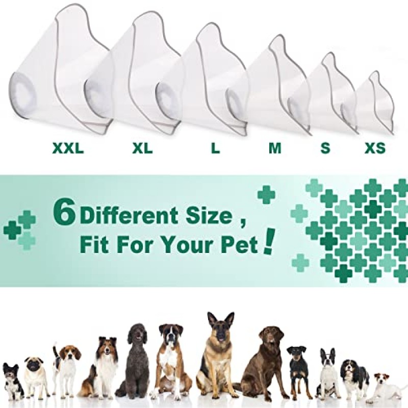 Supet 개 콘 조정 가능한 애완 동물 회복 칼라 개 수술 콘 수술 후 대형 소형 개를위한 보호용 개 콘 칼라, 플라스틱 개 고양이 수치심의 목 콘 E-Collar Anti-Bite Lick 상처 치유