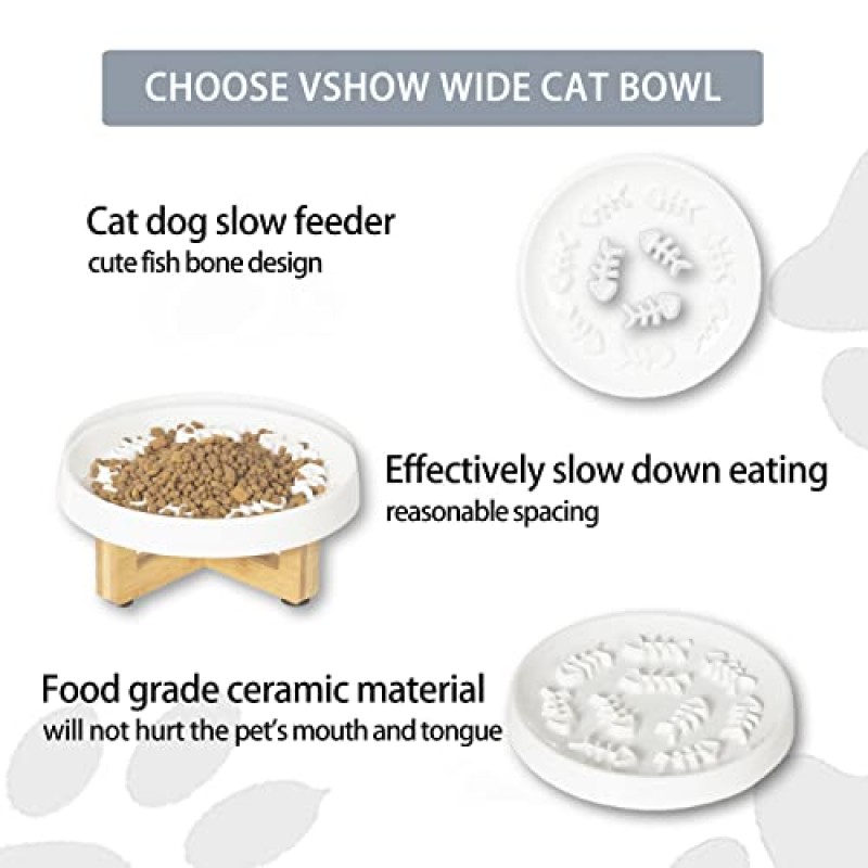 제기 고양이 개 느린 피더 다울 스탠드, 느린 식사를 위한 애완 동물 그릇, 세라믹 높은 느린 피더 고양이 그릇, 고양이와 개를 위한 애완 동물 그릇, 건강한 식습관 다이어트를 위한 고양이 퍼즐 피더, 3'높이, 8.5와이드