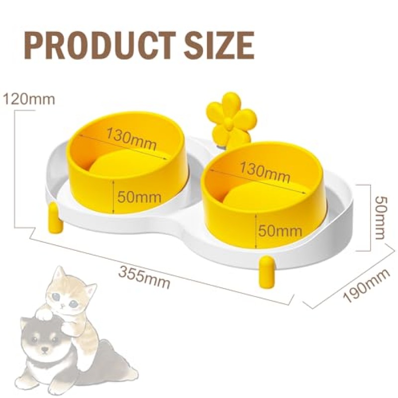 높은 고양이 그릇, 스탠드가 있는 강아지 그릇, 15° 기울어진 세라믹 그릇, 고양이와 애완동물을 위한 구토 방지 그릇 공급기