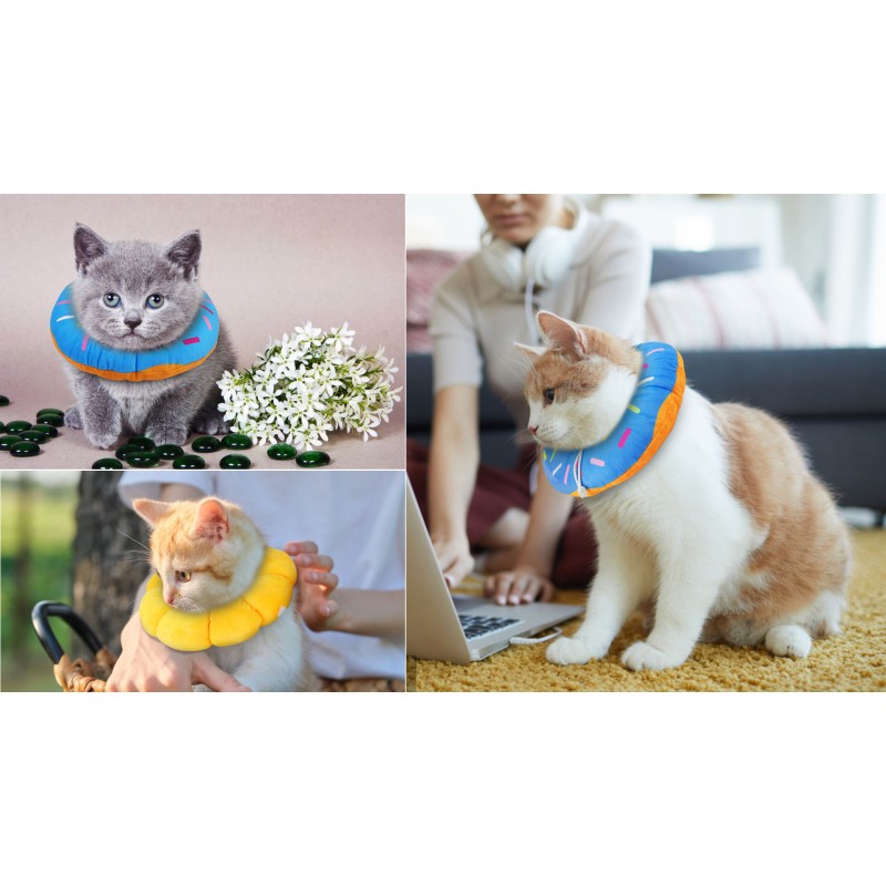 HYLYUN 고양이 회복 목걸이 - 수술 후 귀여운 파인애플 목 고양이 콘, 조절 가능한 고양이 E 목걸이, 수술 회복 새끼 고양이와 고양이를 위한 엘리자베스 목걸이