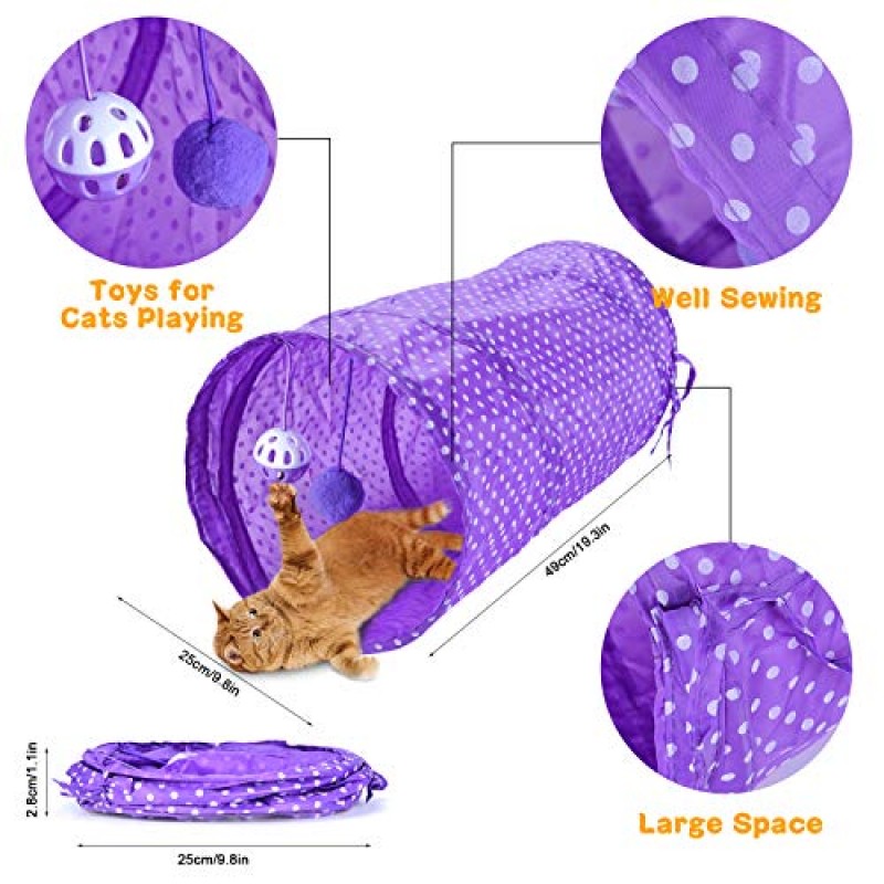 Qoosea 24PCS 고양이 장난감 세트 실내 고양이를위한 대화 형 새끼 고양이 장난감 Catnip 장난감 새끼 고양이 깃털 지팡이 고양이 터널, 고양이 스프링, 쥐 및 종소리 장난감, 고양이 새끼 고양이를위한 고양이 지팡이 장난감