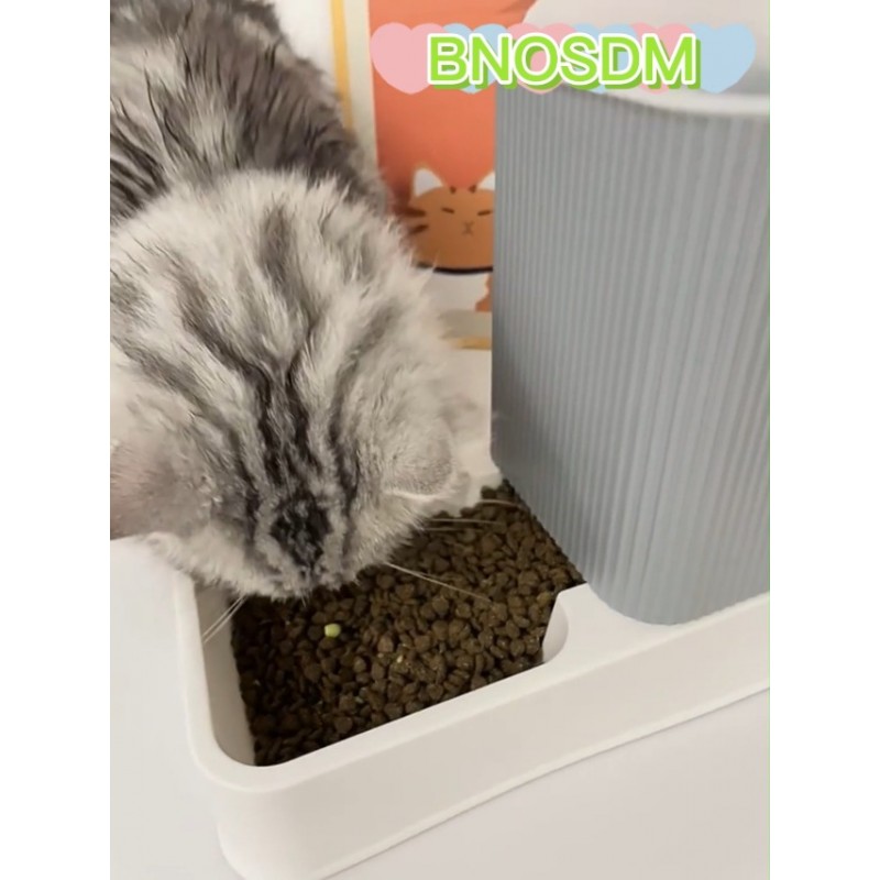 BNOSDM 실내 고양이용 자동 고양이 급식기 중력 급수기 세트 개 사료 및 물 디스펜서 애완동물 먹이 그릇 소형 중형 대형견 애완용 강아지 새끼 고양이 회색 3.5L /1 갤런