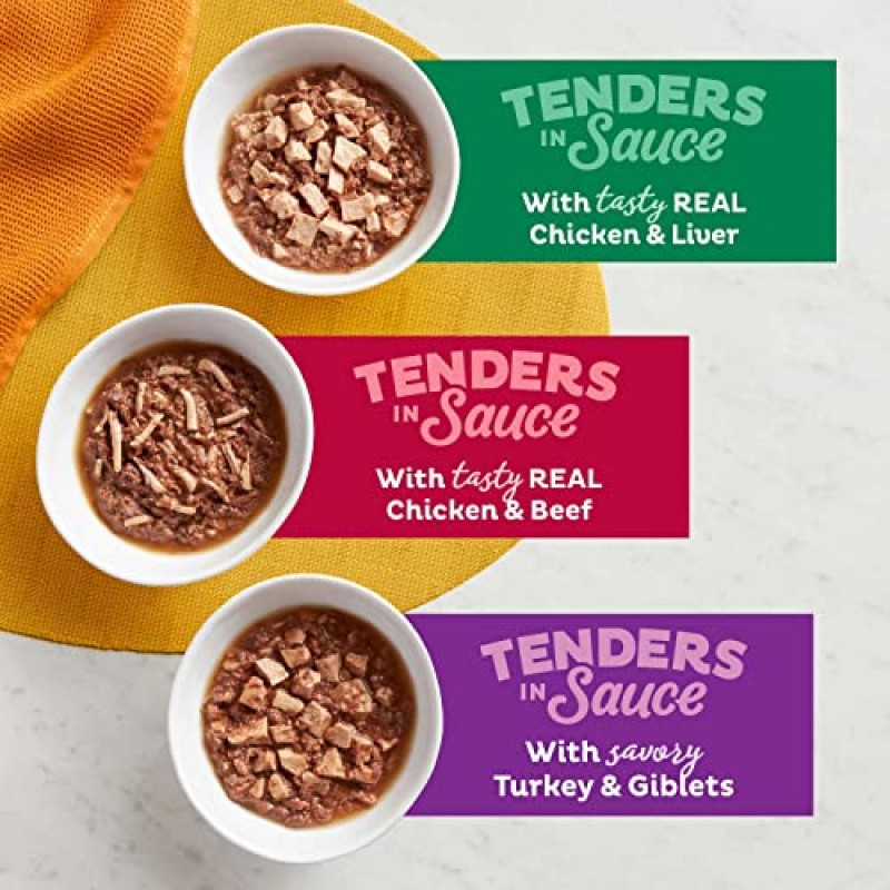 Meow Mix Tender Favorites 습식 고양이 사료, 가금류 및 쇠고기 다양한 팩, 2.75온스 컵(48팩)(포장은 다를 수 있음)