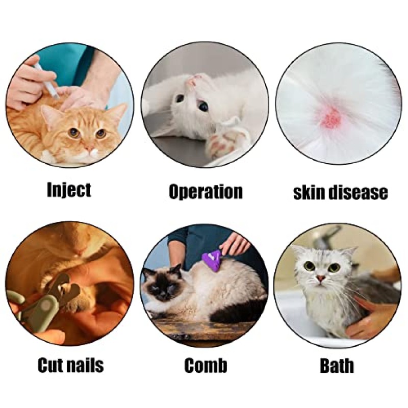 Isheurg 고양이 콘 개용 보호용 방수 고리, 상처 치유를 위한 조절 가능한 귀여운 회복 소프트 고리, 편안한 E 애완동물을 위한 접촉 스티치, 상처 및 발진 방지(실버-대형)(화이트-L)(L)