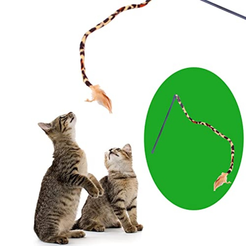JIEOU 22 PCS 고양이 새끼 고양이 장난감 세트, 대화형 깃털 티저 장난감, 마우스 텀블러, Mylar Crinkle Balls 접을 수 있는 터널이 있는 벨 장난감(무작위 색상) 포함