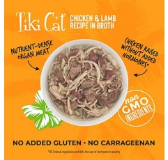 Tiki Cat After Dark, 닭고기 및 양고기, 고단백질 및 100% 비 GMO 성분, 성묘용 습식 고양이 사료, 2.8온스. 캔(12개 팩)