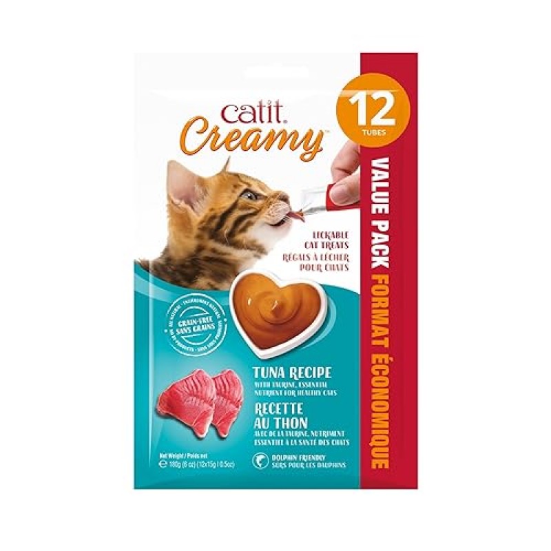Catit 크리미 핥기 좋은 고양이 간식 – 모든 연령대의 고양이를 위한 수분 공급 및 건강 간식 - 다양한 제품, 72팩