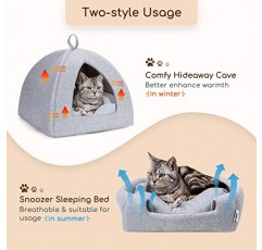 Nobleza 고양이 침대 동굴, 이동식 쿠션 패드가 있는 2 in 1 접이식 삼각형 고양이 텐트 침대, 고양이, 새끼 고양이, 강아지, 작은 애완동물을 위한 부드러운 밀폐형 애완 동물 침대 집