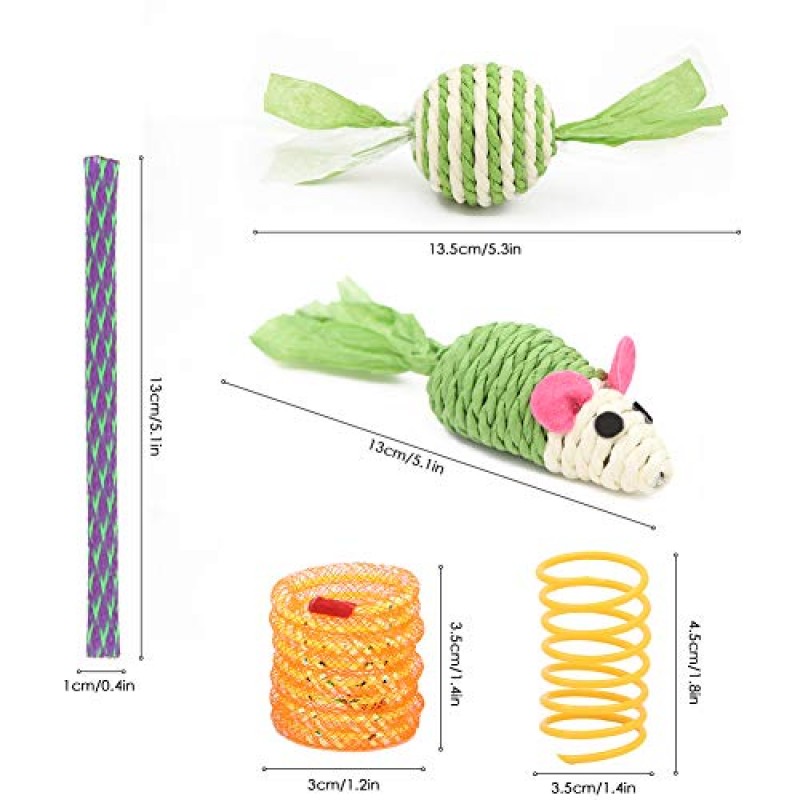 20Pcs 다채로운 고양이 나선형 봄, 고양이 봄 장난감 새끼 고양이 텔레스코픽 플라스틱 코일 벨 스프링 튜브 장난감과 종이 마우스 종이 공 인터랙티브 유지