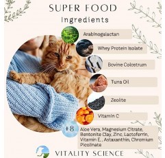 바이탈리티 사이언스 고양이를 위한 슈퍼푸드 | 고효능 종합 비타민 및 미네랄 보충제 | 에너지와 활력 증가 | 100% 천연 (220g)