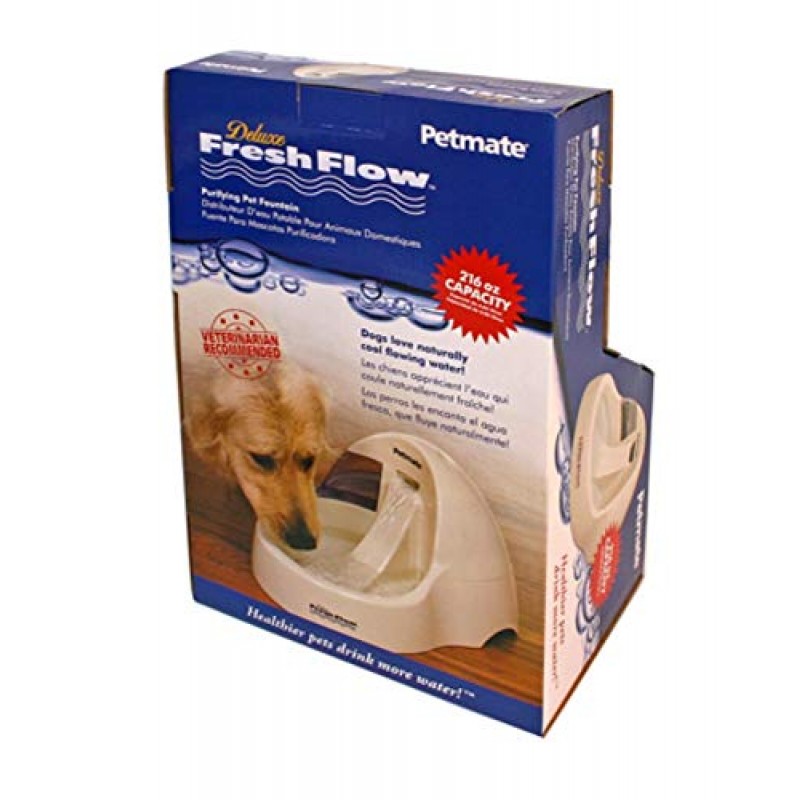 Petmate Deluxe Fresh Flow Dog, 표백 린넨, 216온스, 화이트