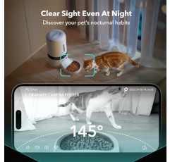 카메라가 장착된 PETLIBRO 자동 고양이 급식기, 나이트 비전 기능이 있는 1080P HD 비디오, 양방향 오디오가 포함된 5G WiFi 애완동물 급식기, 낮은 음식 및 막힘 센서, 고양이와 개를 위한 동작 및 소리 경고 단일 트레이