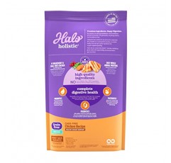 Halo Holistic 실내 고양이 사료 건강한 체중 지원을 위한 건식 곡물 프리 케이지 프리 치킨 레시피, 완전한 소화 건강, 건식 고양이 사료 가방, 성인용 포뮬러, 10파운드 가방
